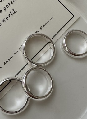 S925纯银韩版小众设计感复古光面泥鳅背戒指小红书热卖款复古指环