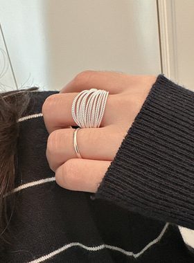 韩国S925纯银千丝万缕银线戒指韩式风简约博主款热卖指环银饰