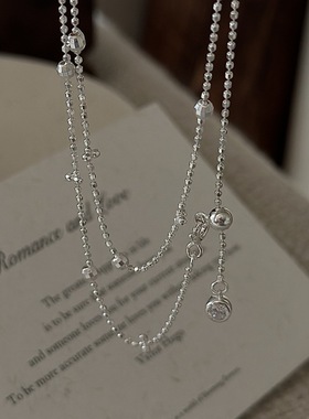 S925纯银韩版小众设计感复古简约仙女链韩式风简约抽拉长款项链