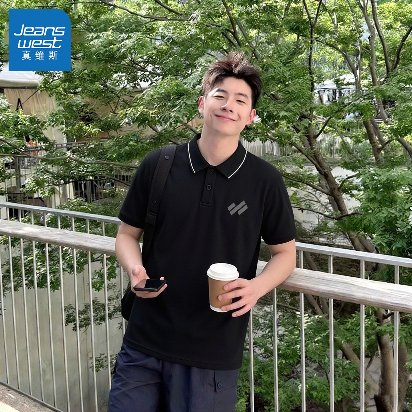 真维斯男士polo衫夏季运动薄款男短袖宽松简约翻领男款t恤青少年y