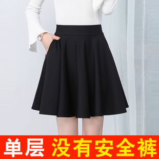 新款 半身裙女2025夏季 高腰a字蓬蓬裙百褶短裙黑色伞裙单层大摆裙