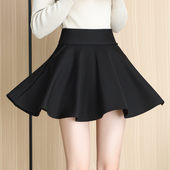 2025春秋新款 半身裙小个子蓬蓬裙高腰短裙a字裙黑色伞裙大摆裙裤