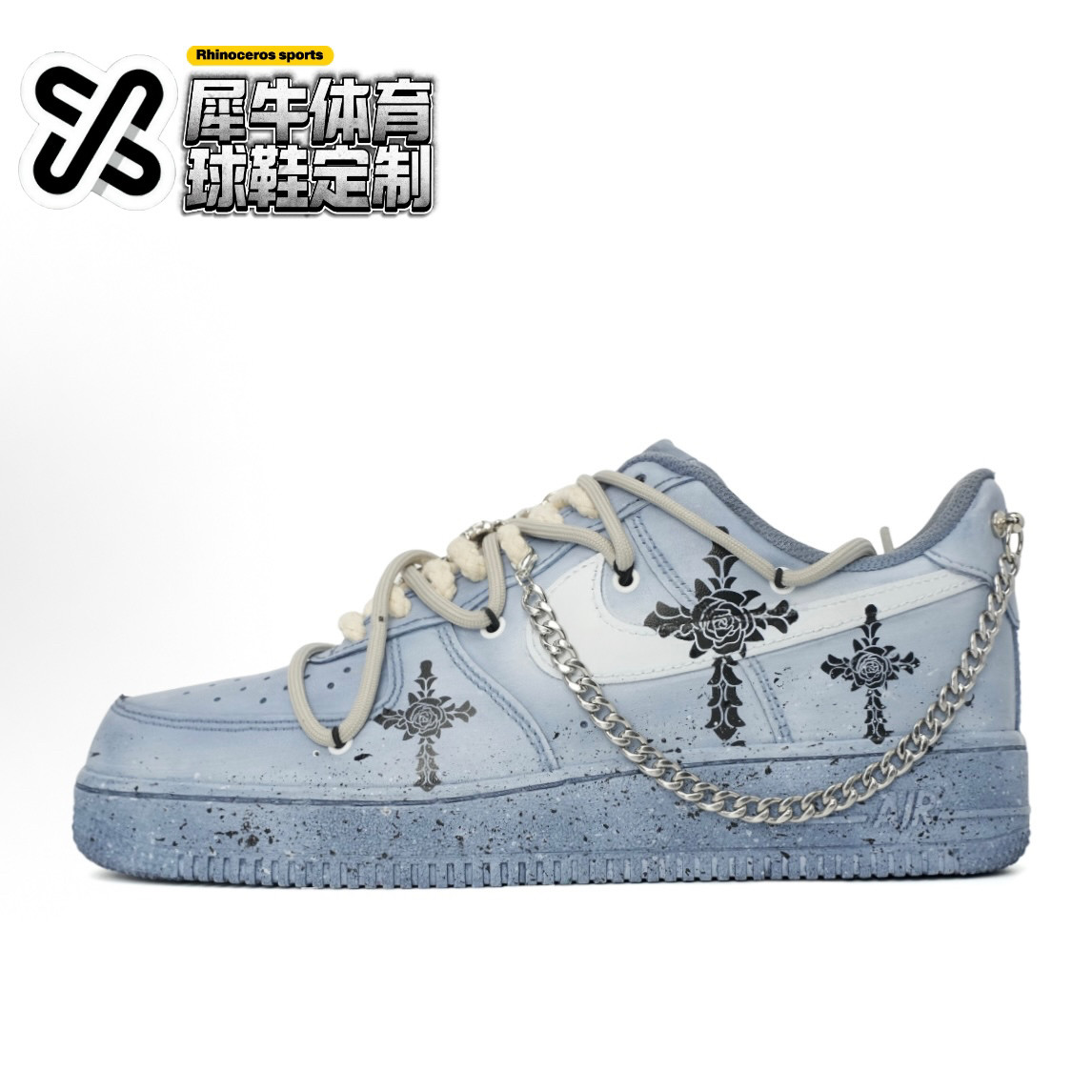 nike空军一号定制球鞋低帮灰白