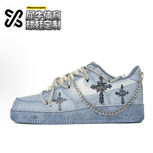 nike空军一号定制球鞋低帮灰白