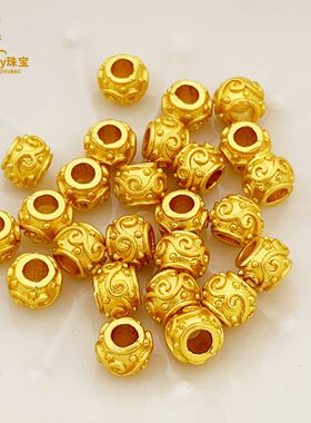 越南沙金不掉色高端金祥云隔珠DIY手链手编绳配珠文玩饰品配件