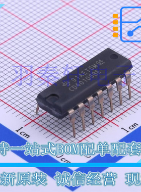 CD40106BE PDIP-14 非门, 施密特触发 6门 1输入 6.8mA, 3V至18V