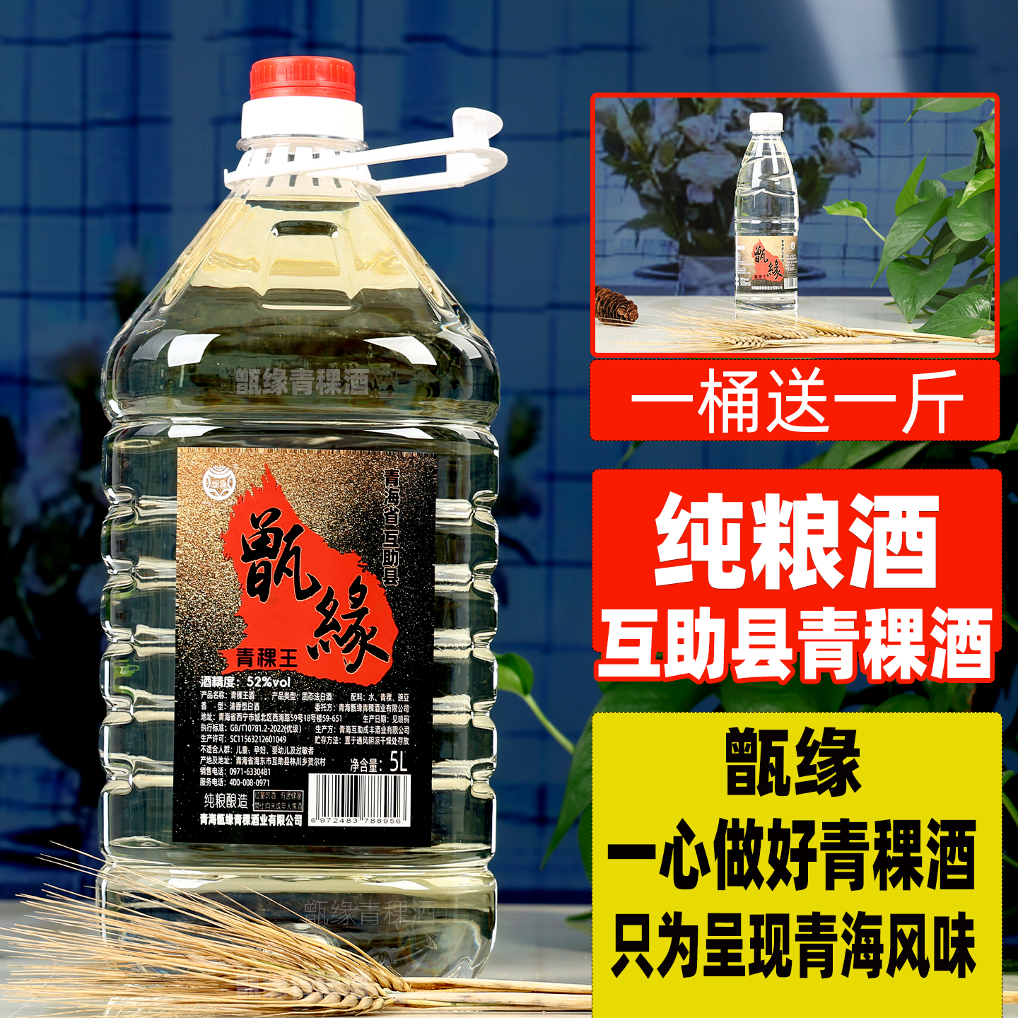 青海特产青稞酒52度纯粮食白酒清香型桶装散酒