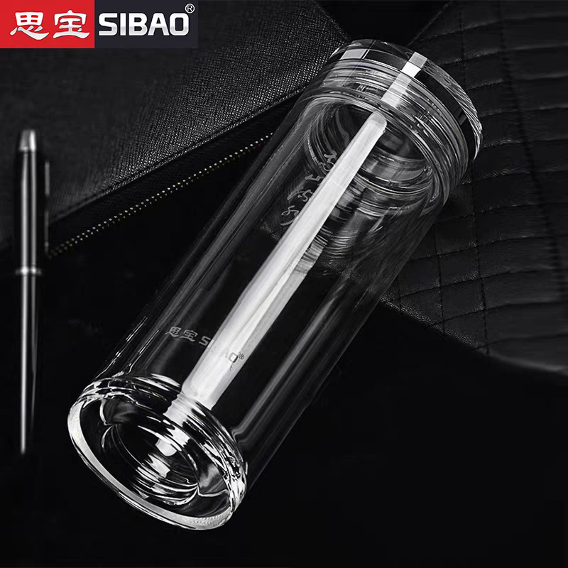 思宝玻璃杯高山流水正品双层水杯高档商务水晶杯茶杯可定制刻字,餐饮具,玻璃杯,淘宝优惠券,粉丝福利购,淘宝优惠卷