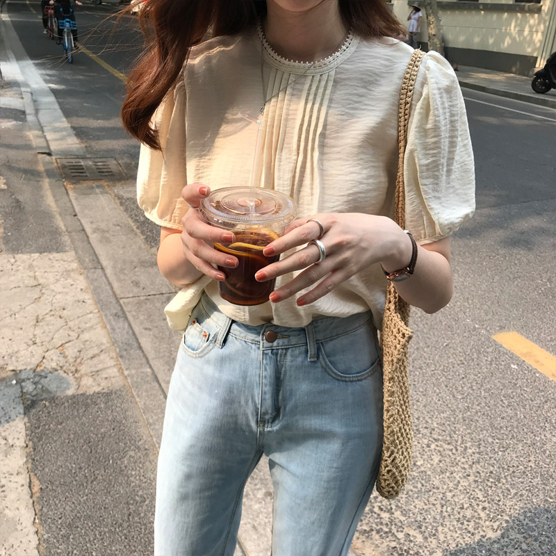 2020 New Korea chic Version type super good~Sense of design French Retro Versatile T-shirts temperament Short sleeved shirtin the Women's clothing/Boutique , Shirt  category - from Buy2taobao.com to provide professional Taobao agent buy service