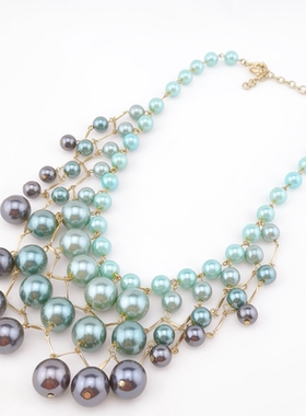 青岛饰品欧美百搭新款女款饰品潮流简约款珍珠项链清仓特价不包邮