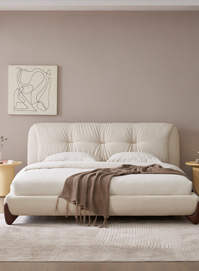 全友家居 门店同款 正品 92280 简约现代奶油风卧室双人布床1.8米