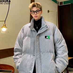 美拉德风雪尼尔棉衣棉服袄男加肥加大码 潮牌胖子宽松立领保暖冬季