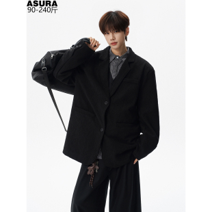 2026 装 廓形肌理感西服男加肥加大码 潮流胖子宽松复古痞帅街头春季