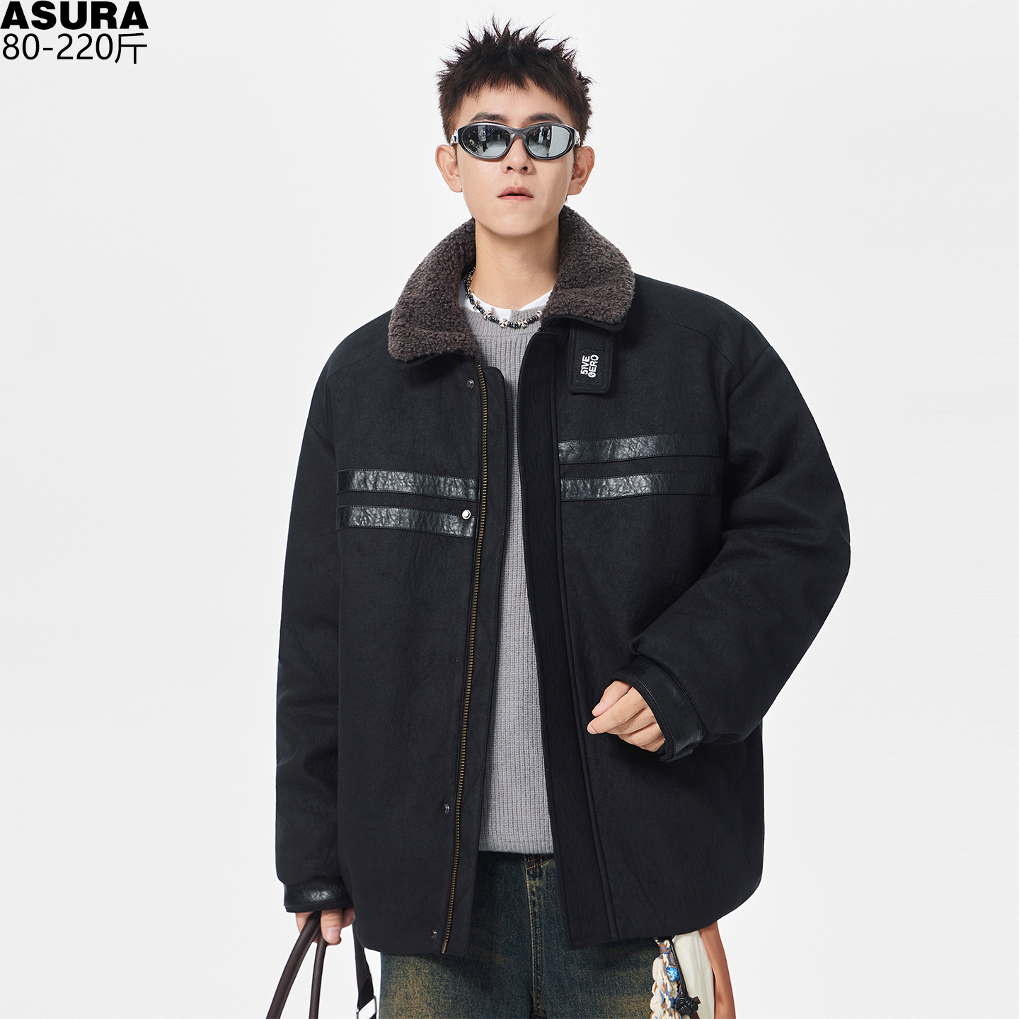 刺绣羽绒服外套男加肥加大码潮酷牌胖子宽松硬汉风高级感复古冬装