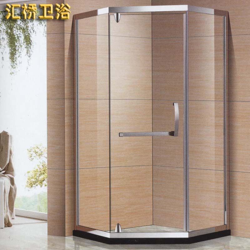 浴室淋浴房钻石型干湿分离洗手间隔断玻璃平开门卫浴不锈钢卫生间