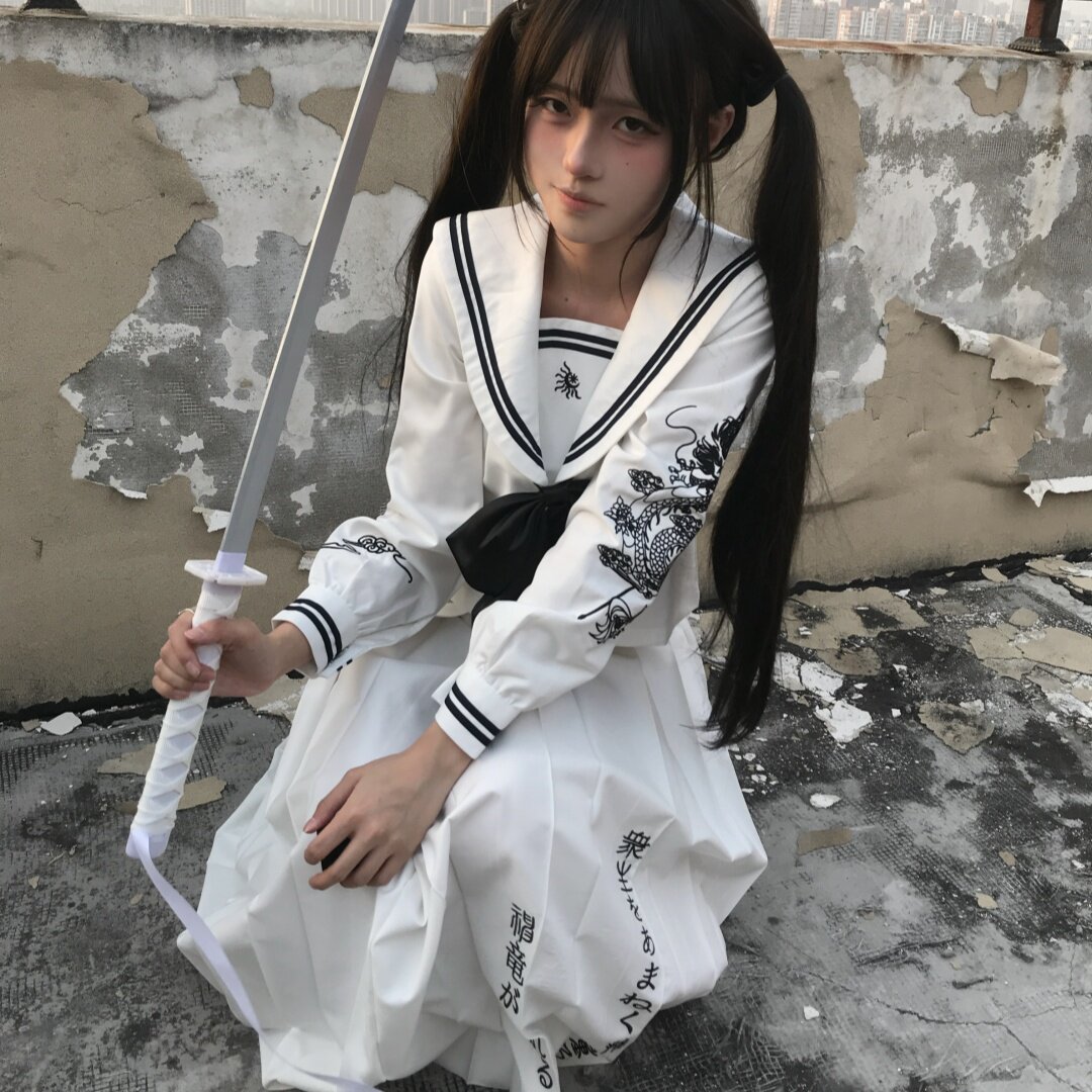 【白衫一裙】原创麒麟jk制服裙不良长裙正版水手服爆款显白套装