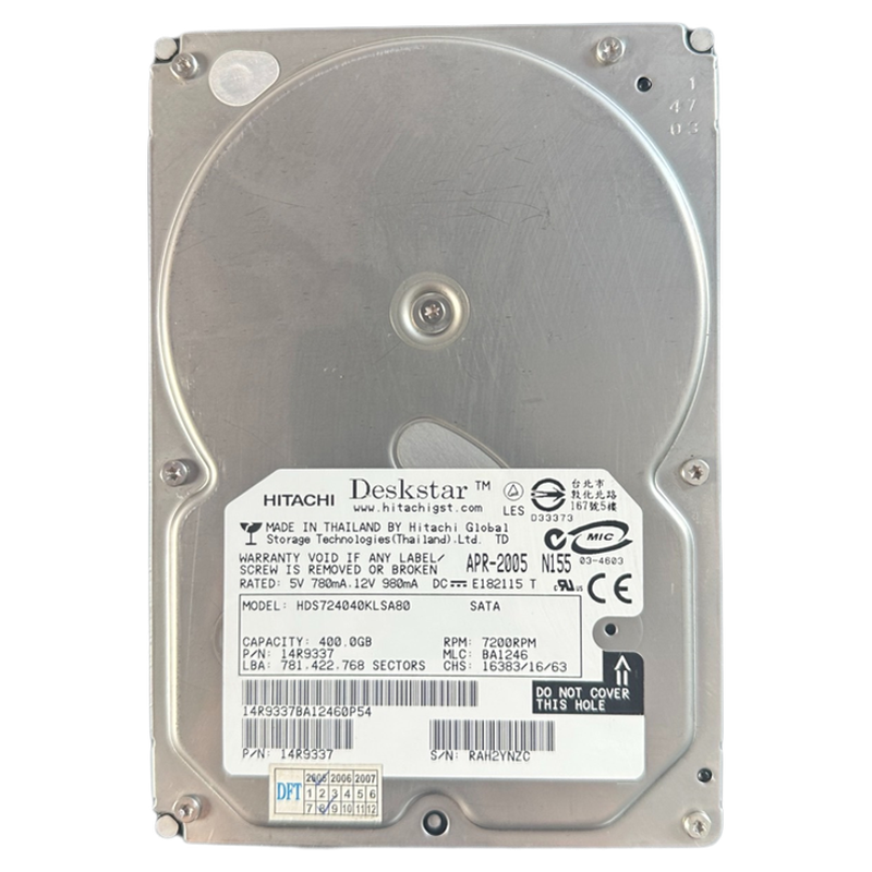 HITACHI HDS724040KLSA80 14R9337 400GB SATA 硬盘 现货测试