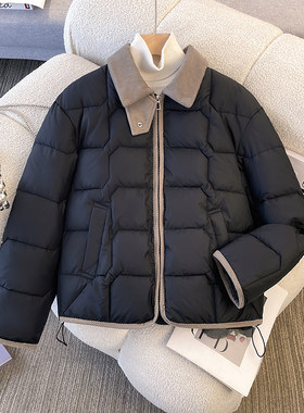 冬季短款翻领轻薄棉服女棉衣宽松