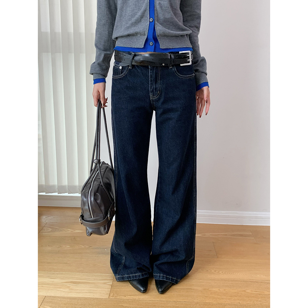 修身微喇叭低腰牛仔裤