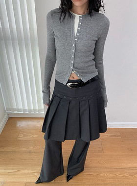 AMBOSC 四色入韩国博主简约休闲羊毛立领单排扣针织开衫百搭上衣