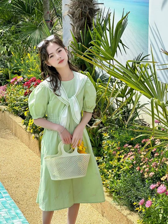 龙D吉H天宝女童青少年装夏季短袖连衣裙