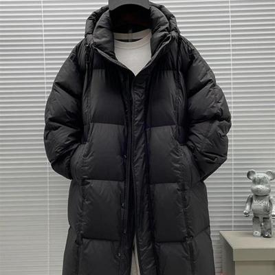 青少年中长款羽绒服男士加厚冬季宽松潮牌高中学生白鸭绒保暖外套