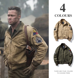 秋冬美式军事狂怒1942坦克服硬汉工装MA1飞行员夹克外套男流棉服