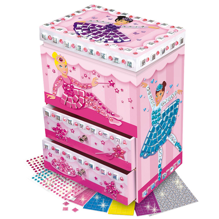 어린이 수제 DIY 하트 모양의 보석 상자 장난감 소녀 크리 에이 티브 붙여 넣기 재료 패키지 만들기 3-5-6-7 세 교육