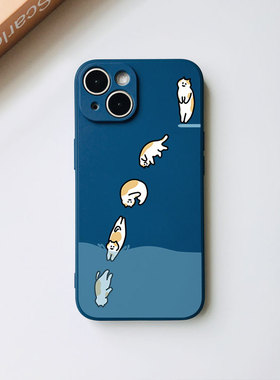 原创憨憨跳水猫咪苹果16pro手机壳华为p70个性nova11荣耀200创意vivox90适用s18iqoo12小米14/k70/note13硅胶