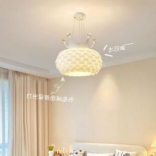 皇冠网红卧室吊灯简约奶油风餐厅儿童房女孩主卧室灯爆款房间吊灯