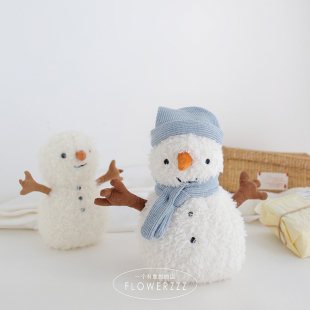 下雪了！超萌治愈蓝帽雪人宝宝毛绒玩具摆件陪伴玩偶男女新年礼物