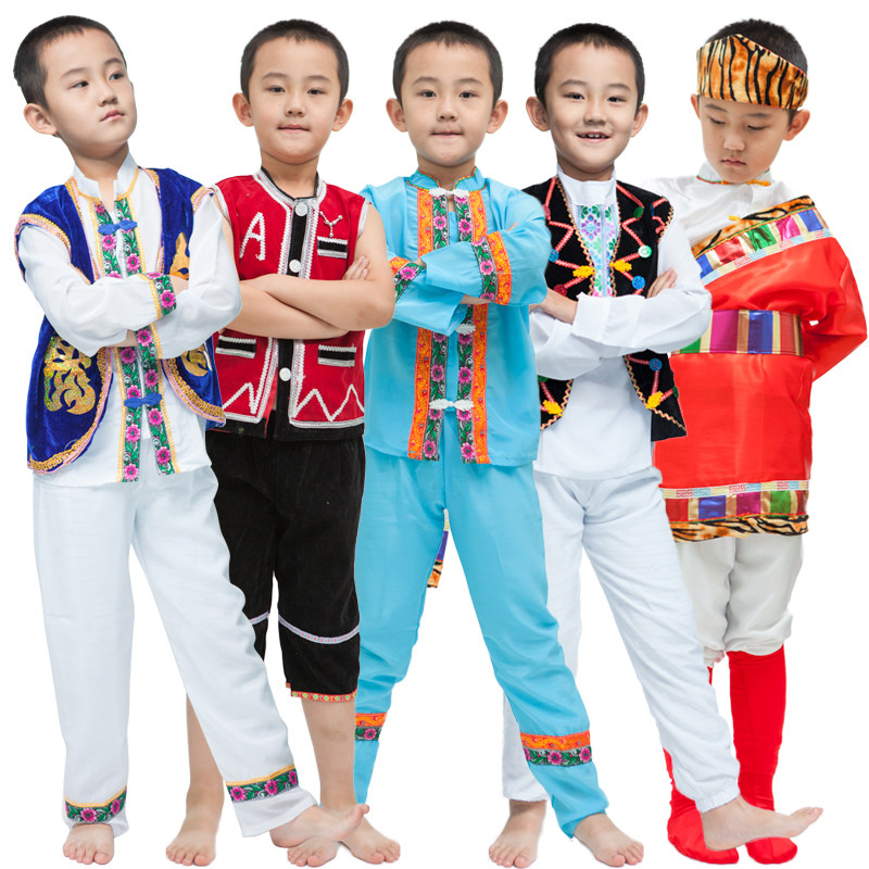 少数民族云南白族傣族藏族新疆维吾尔舞蹈演出服装幼儿园表演儿童