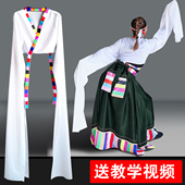 子演出服雪纺红色飘逸 上衣女汉唐古典舞练功服袖 藏族水袖 舞蹈服装