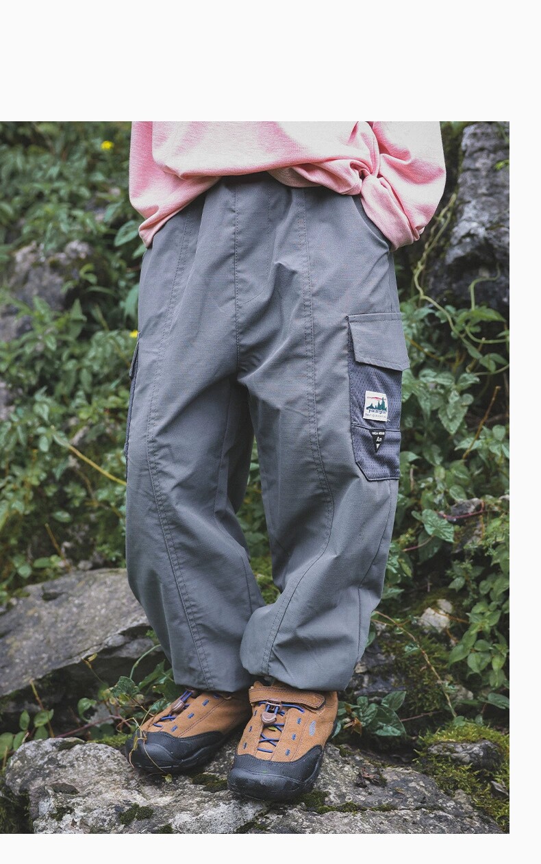 春秋款儿童户外束脚长裤男女童运动裤中大童休闲裤百搭利落工装裤