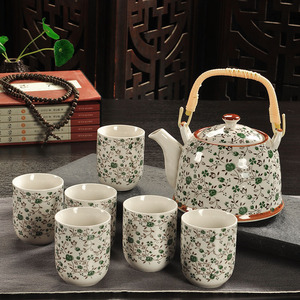 鑫茗轩复古青花陶瓷带过滤家用茶具套组瓷茶壶茶杯提梁壶茶具套组
