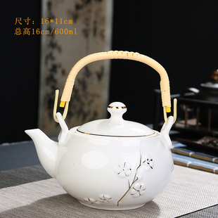 过滤提梁家用水壶 手绘茶壶陶瓷泡茶壶单壶大号单个瓷茶壶茶具套装