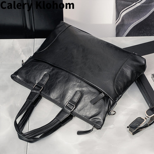 商务公文包 Calery 韩版 Klohom新款 潮流男包休闲简约 真皮牛皮新款