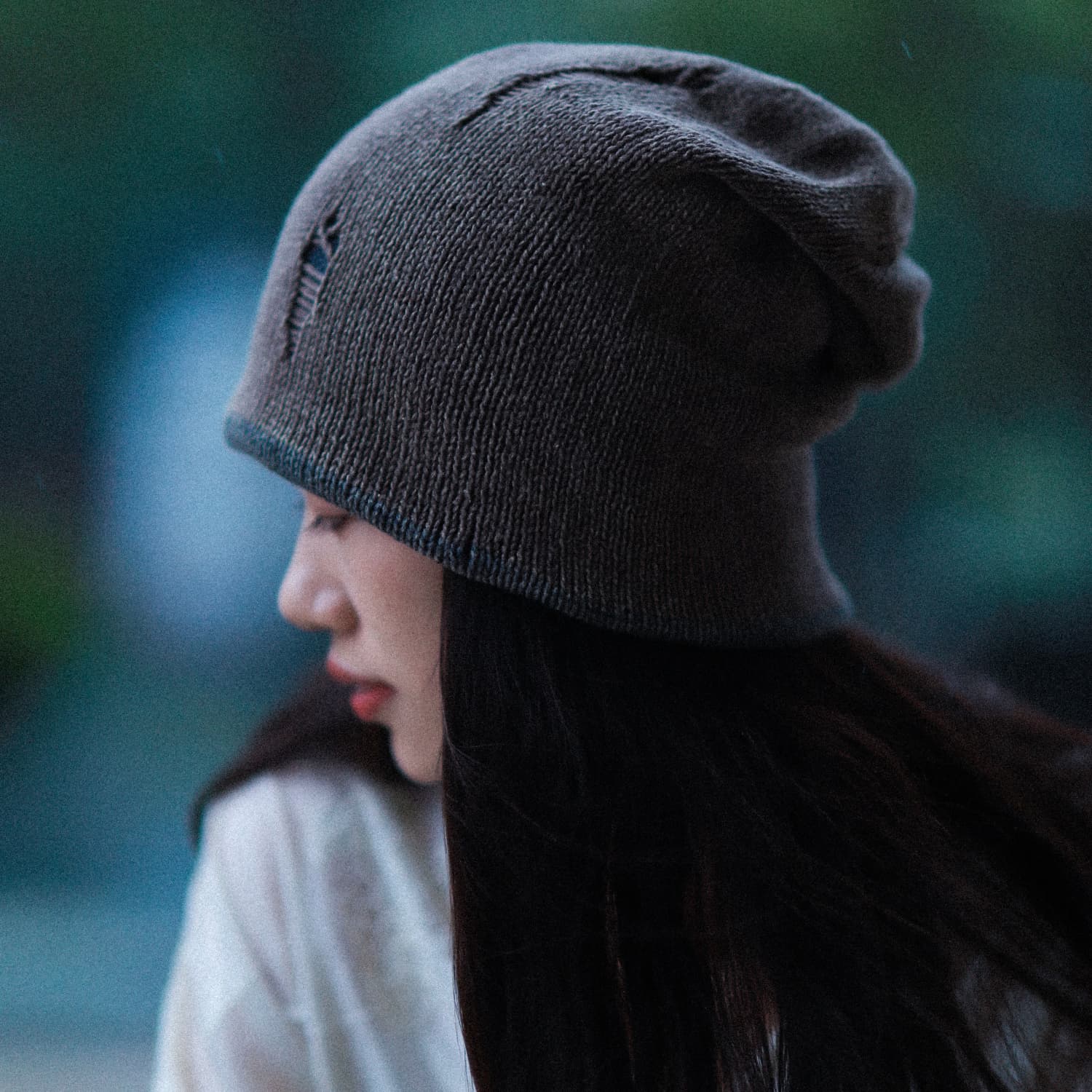 澄予家 韩版破洞针织堆堆帽女 新款 秋冬百搭包头帽 显脸小冷帽