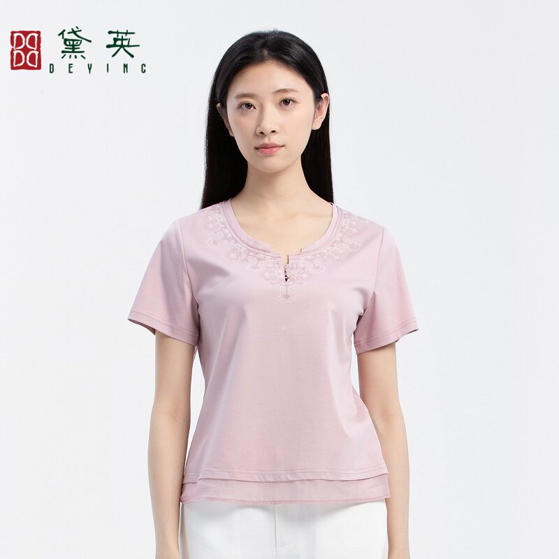 黛英夏季新品简约百搭民族风款体恤 TAP2233