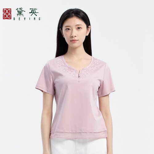 黛英夏季新品简约百搭民族风款体恤 TAP2233