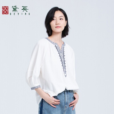 黛英春季新品简约百搭民族风款小衫 SAO1140