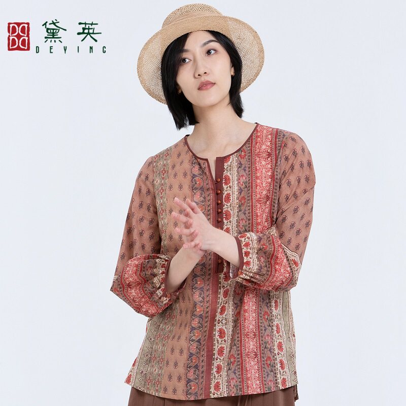 黛英简约百搭休闲民族风款小衫 SAO3028