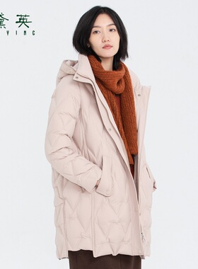 黛英冬季新品纯色简约时尚百搭绣花款羽绒服 YRAN4370