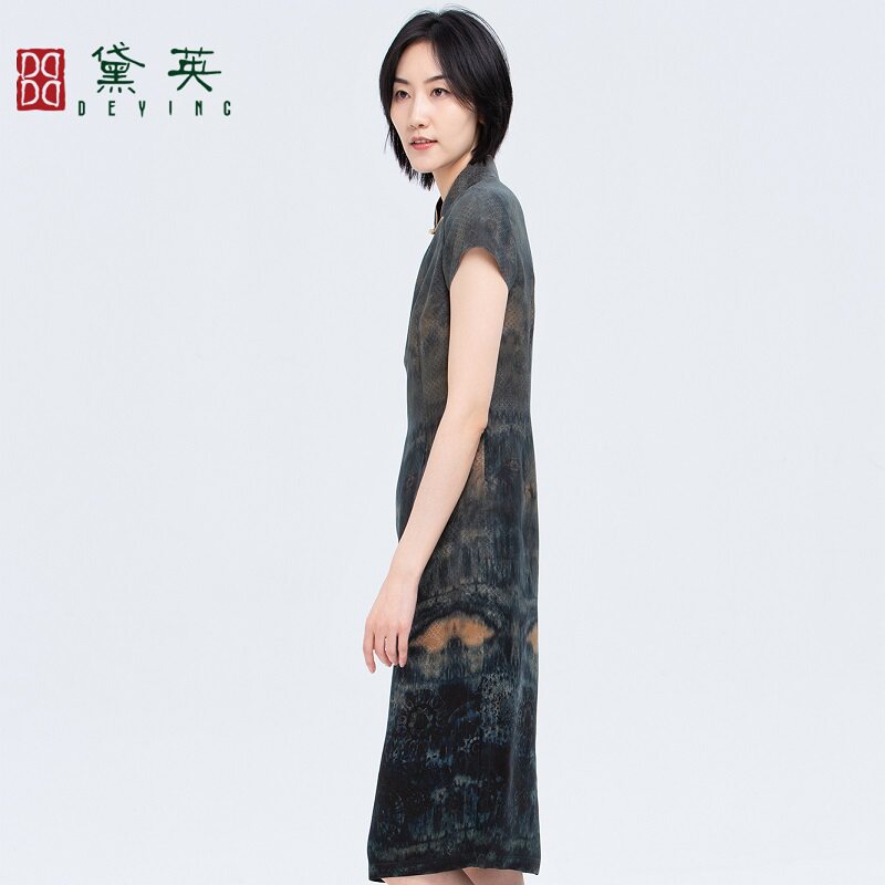 黛英夏季新品简约时尚民族风百搭款旗袍 PAO2413
