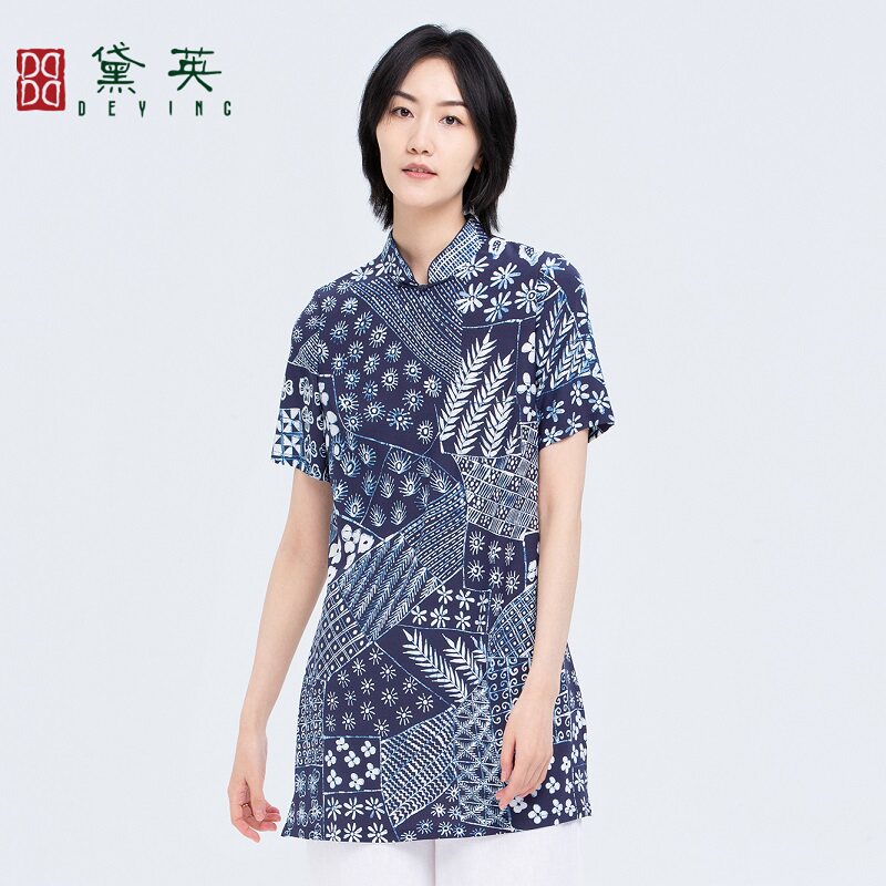 黛英夏季新款简约时尚百搭款旗袍上衣 PQAO2125