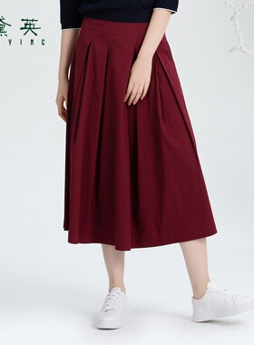 黛英秋季新品纯色简约时尚减龄百搭款半裙 QAN3205