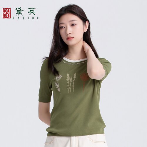 黛英简约时尚绣花百搭