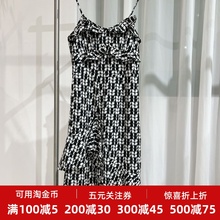 A系列 2025夏季新款女装 气质黑白色系收腰雪纺吊带连衣裙1392
