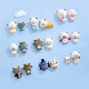 正版 喜羊羊与灰太狼一起贴贴系列毛绒贴贴盲袋盲盒公仔玩偶周边