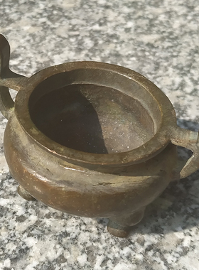 纯铜宣德炉手柄老物件古玩杂项